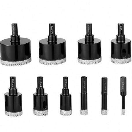 Set 10 carote diamantate pentru gresie, marmura, 6/10/12/20/25/30/35/40/45/50 mm, umed sau uscat, cutie depozitare [1]