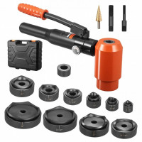 Set 10 perforatoare pentru tabla, Antrenare hidraulica, in trusa, 12.7 – 101.6 mm, 1 x burghiu in trepte, Otel 40Cr Set 10 perforatoare pentru tabla, Antrenare hidraulica, in trusa, 12.7 – 101.6 mm, 1 x burghiu in trepte, Otel 40Cr