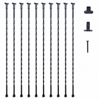 Set 10 stalpi balustrada, Vivatechnix 13 x 13 x 1122mm, Negru mat, accesorii prindere Set 10 stalpi balustrada, Vivatechnix 13 x 13 x 1122mm, Negru mat, accesorii prindere