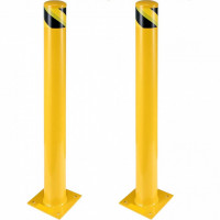 Set 2 stalpi de siguranta, delimitare, avertizare, Vivatechnix Otel, Galben / Negru, Inaltime 107 cm