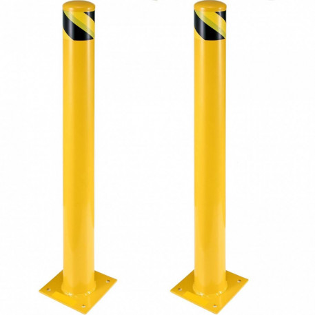 Set 2 stalpi de siguranta, delimitare, avertizare, Vivatechnix Otel, Galben / Negru, Inaltime 107 cm [1]