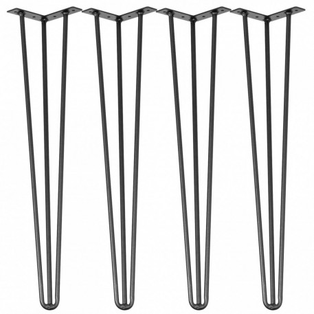 Set 4 picioare pentru mese Krodesign Otel, Negru, Inaltime 91.5 cm, protectie cauciuc [1]