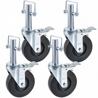 Set 4 roti pivotante, pentru schele, Capacitate 113 kg/roata, Cauciuc/Otel