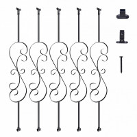 Set 5 stalpi balustrada, Vivatechnix 185 x 20 x 1118 mm, Negru mat, accesorii prindere Set 5 stalpi balustrada, Vivatechnix 185 x 20 x 1118 mm, Negru mat, accesorii prindere