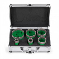 Set 6 carote diamantate pentru gresie, marmura, 20/25/40/45/50/68 mm, prindere M14, umed sau uscat, cutie depozitare Set 6 carote diamantate pentru gresie, marmura, 20/25/40/45/50/68 mm, prindere M14, umed sau uscat, cutie depozitare