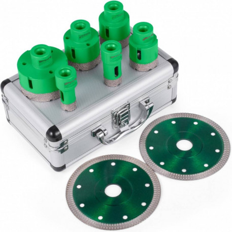 Set 6 carote diamantate si 2 discuri, pentru gresie, granit, marmura, Vevor M14, diametre 20/25/40/45/50/68 mm [1]