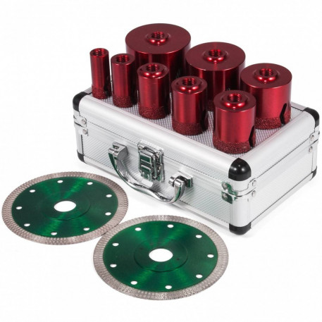 Set 8 carote diamantate pentru gresie Vevor M14, diametre 20/25/32/35/40/50/60/68 mm, 2 x discuri [1]