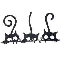 Suport chei cu 5 agatatori, Krodesign Three Cats KRO-1129, 60x30 cm, Negru Suport chei cu 5 agatatori, Krodesign Three Cats KRO-1129, 60x30 cm, Negru
