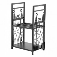 Suport de lemne pentru seminee, 2 x niveluri, Vivatechnix 455 × 330 × 765 mm, Otel, Negru Suport de lemne pentru seminee, 2 x niveluri, Vivatechnix 455 × 330 × 765 mm, Otel, Negru