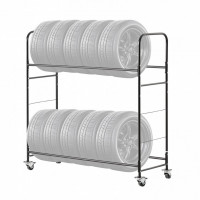 Suport mobil pentru 12 anvelope, 4 x roti, 1585 x 570 x 1520 mm, max 180 kg, 2 rafturi cu inaltime ajustabila, Otel Suport mobil pentru 12 anvelope, 4 x roti, 1585 x 570 x 1520 mm, max 180 kg, 2 rafturi cu inaltime ajustabila, Otel