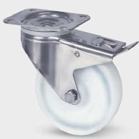 Roata pivotanta cu frana poliamida 80 mm cu furca inox - 200 kg TENTE 8477UOO080P62