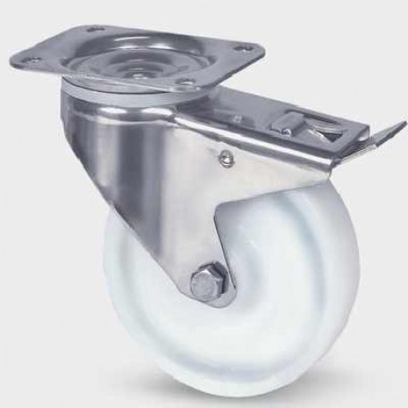 Roata pivotanta cu frana poliamida 80 mm cu furca inox - 200 kg TENTE 8477UOO080P62 [1]