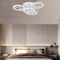 Lustra LED cu telecomanda si cristal DAISY 49W, 4 Elemente, lumina Rece/Calda/Neutra, Dimabila, Alb