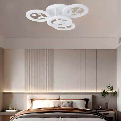 Lustra LED cu telecomanda si cristal DAISY 49W, 4 Elemente, lumina Rece/Calda/Neutra, Dimabila, Alb [1]