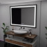 Oglinda LED Rectangulara, 100x70cm, Verite Majeste Noir Motion Glow Marcello, Sistem Dezaburire, Ceas & Termometru, Dimabila [3]