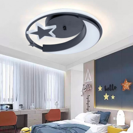 Lustra LED cu telecomanda ALYONA 44W, Luna si Stea, lumina Rece/Calda/Neutra, Dimabila, Negru [1]