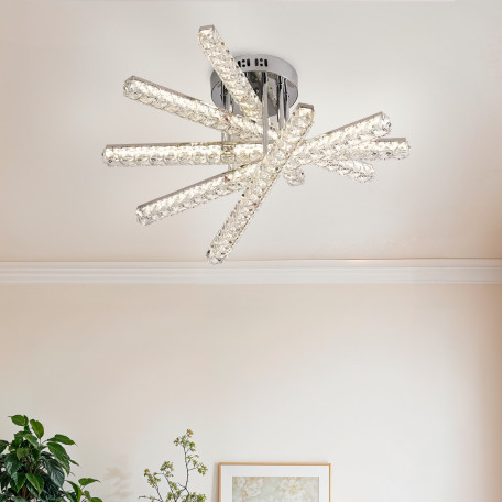 Lustra LED cu telecomanda LUELLA 64W 5 Elemente, Liniara, lumina Rece/Calda/Neutra, Dimabila, Argintiu [1]