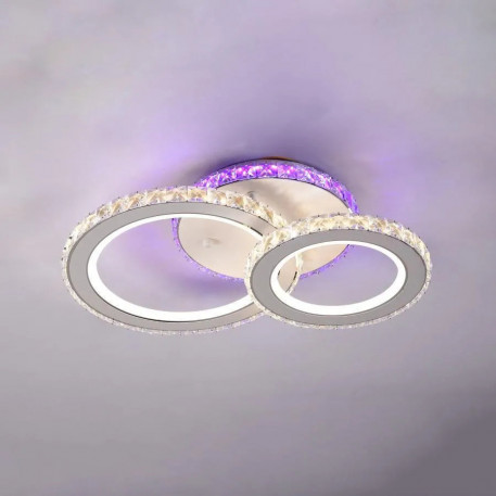 Lustra LED cu telecomanda si cristal NOVA ROTONDA RGB 43W, 2 Cercuri, lumina Rece/Calda/Neutra, Dimabila, Alb [1]