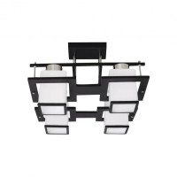 Lustra Clasica Aramis cu lemn, Abajur Patrat, 4 X Dulie E27, Alb / Negru Lustra Clasica Aramis cu lemn, Abajur Patrat, 4 X Dulie E27, Alb / Negru