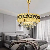 Candelabru Cristal PIERREFONDS Eleganza 8x E14, Diametru 49cm, Auriu Lucios, Inaltime Reglabila