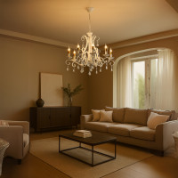 Candelabru DELLI SANTI 6xE14, Diametru 49cm, Alb, Inaltime Reglabila Candelabru DELLI SANTI 6xE14, Diametru 49cm, Alb, Inaltime Reglabila