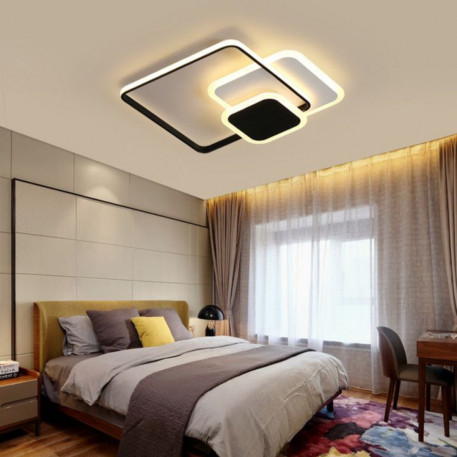 Lustra LED cu telecomanda ANEMONA 75W, 3 Patrate, lumina Rece/Calda/Neutra, Dimabila, Negru [1]