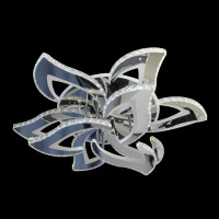 Lustra LED cu telecomanda si cristal Alejandro 154W, 9 Flori, lumina Rece/Calda/Neutra, Dimabila, Crom Lucios