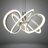 Lustra LED suspendata cu telecomanda RIMINI 80W, 5 Elemente, lumina Rece/Calda/Neutra, Dimabila, Auriu