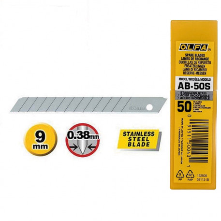 Set AB-50S - lame japoneze de 9 mm din inox, 50 bucati, Olfa [1]
