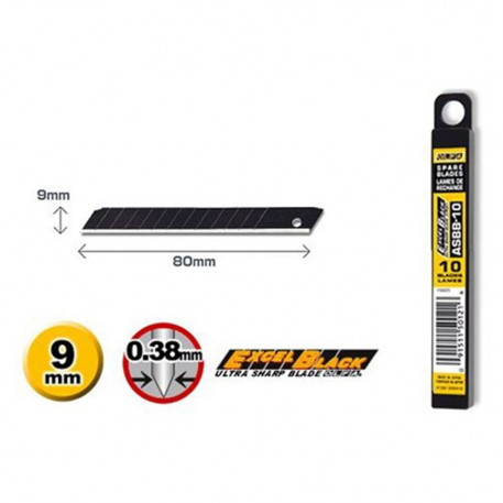 Set ASBB-10 - lame japoneze negre de 9 mm, 10 bucati, Olfa [1]