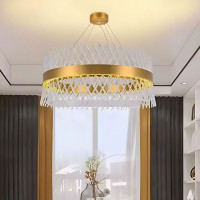 Candelabru Cristal ALHAMBRA Nobile, LED, 78W, Diametru 40cm, Lumina Calda/Rece/Neutra, Dimabil, Inaltime Reglabila, Auriu