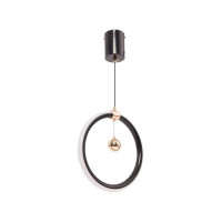 Pendul LED HAL 24W, lumina Rece/Calda/Neutra, Negru Auriu Lucios, Inaltime Reglabila
