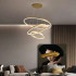 Lustra LED suspendata cu telecomanda ELIZABETH, 84W, 3 Cercuri, lumina Rece/Calda/Neutra, Dimabila, Auriu Lucios, Inaltime Reglabila [4]