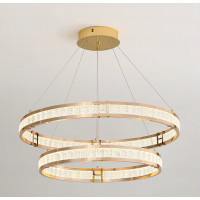 Candelabru Cristal, LINDERHOF Magno, 75W, Diametru 60cm, Lumina Rece/Calda/Neutra, Auriu, Inaltime Reglabila