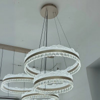 Lustra LED suspendata cu telecomanda NIVALIS, 126W, lumina Rece/Calda/Neutra, Dimabila,Inaltime Reglabila, Auriu