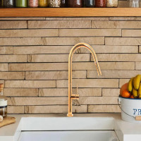 Baterie Bucatarie cu Dus Extractibil, Alama Sanitara, Auriu, CF2043 Baterie Bucatarie cu Dus Extractibil, Alama Sanitara, Auriu, CF2043