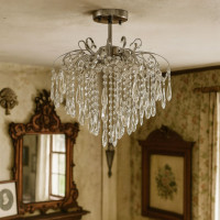 Candelabru Cristal EDINBURGH Eleganza, 5xE27, Diametru 47cm, Crom Lucios
