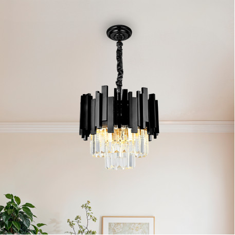 Candelabru Cristal BLOIS Petito 3xE14, Diametru 30cm, Negru, Inaltime Reglabila [1]