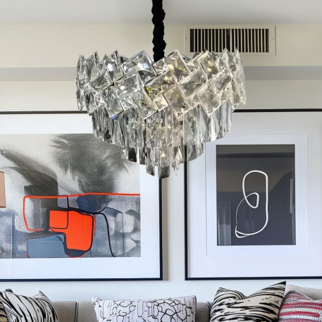 Candelabru Cristal WINDSOR Nobile 5xE27, Diametru 40cm, Crom Lucios, Inaltime Reglabila [1]