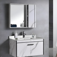 Set Mobilier pentru Baie CORFU, 80x48cm, 2 Piese, Negru si Alb