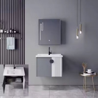 Set Mobilier pentru Baie MYKONOS, 60x40cm, 2 Piese, Gri si Alb