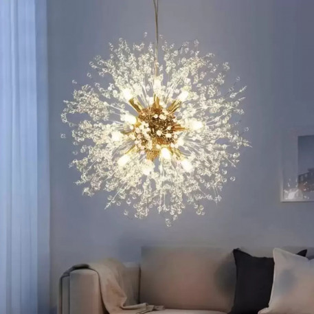 Candelabru Cristal Schonbrunn, 12x G9, Diametru 60cm, Auriu Lucios, Inaltime Reglabila [1]