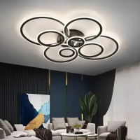 Lustra LED cu telecomanda BETTY 130W, 8 Cercuri, lumina Rece/Calda/Neutra, Dimabila, Negru Lustra LED cu telecomanda BETTY 130W, 8 Cercuri, lumina Rece/Calda/Neutra, Dimabila, Negru