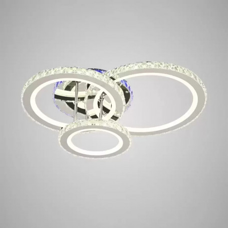 Lustra LED cu telecomanda si cristal NOVA ROTONDA RGB 103W, 3 Cercuri, lumina Rece/Calda/Neutra, Dimabila, Crom Lucios [1]