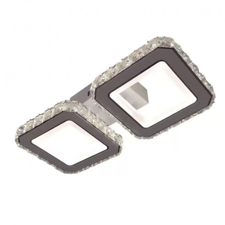 Lustra LED cu telecomanda si cristal QUADRIS 24W, 2 Patrate, lumina Rece/Calda/Neutra, Dimabila, Alb [1]