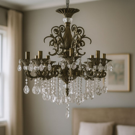 Candelabru Cristal SANSSOUCI Magno, 8xE14, Diametru 65cm, Alama Antichizata [1]