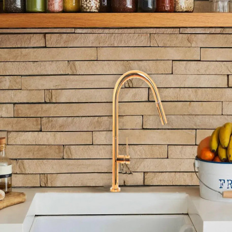 Baterie Bucatarie cu Dus Extractibil, Alama Sanitara, Auriu, CF2043 [1]