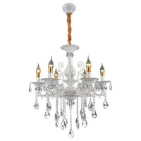 Candelabru SANSSOUCI 6xE14 Cristal si Metal - Design Clasic, Inaltime Ajustabila, Alb Argintiu Candelabru SANSSOUCI 6xE14 Cristal si Metal - Design Clasic, Inaltime Ajustabila, Alb Argintiu