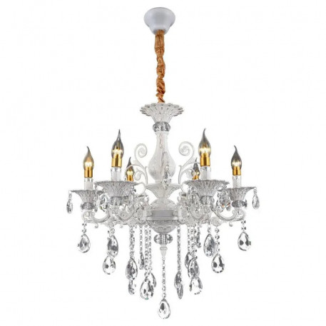 Candelabru SANSSOUCI 6xE14 Cristal si Metal - Design Clasic, Inaltime Ajustabila, Alb Argintiu [1]