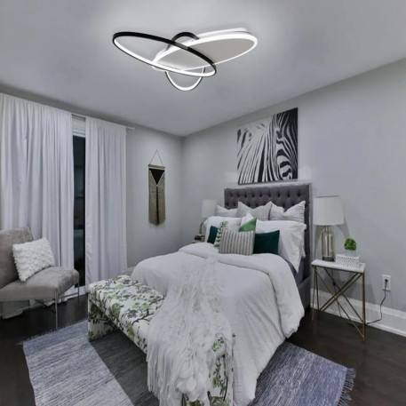 Lustra LED cu telecomanda LIGURIA 81W, 3 Ovale, lumina Rece/Calda/Neutra, Dimabila, Negru Alb [1]